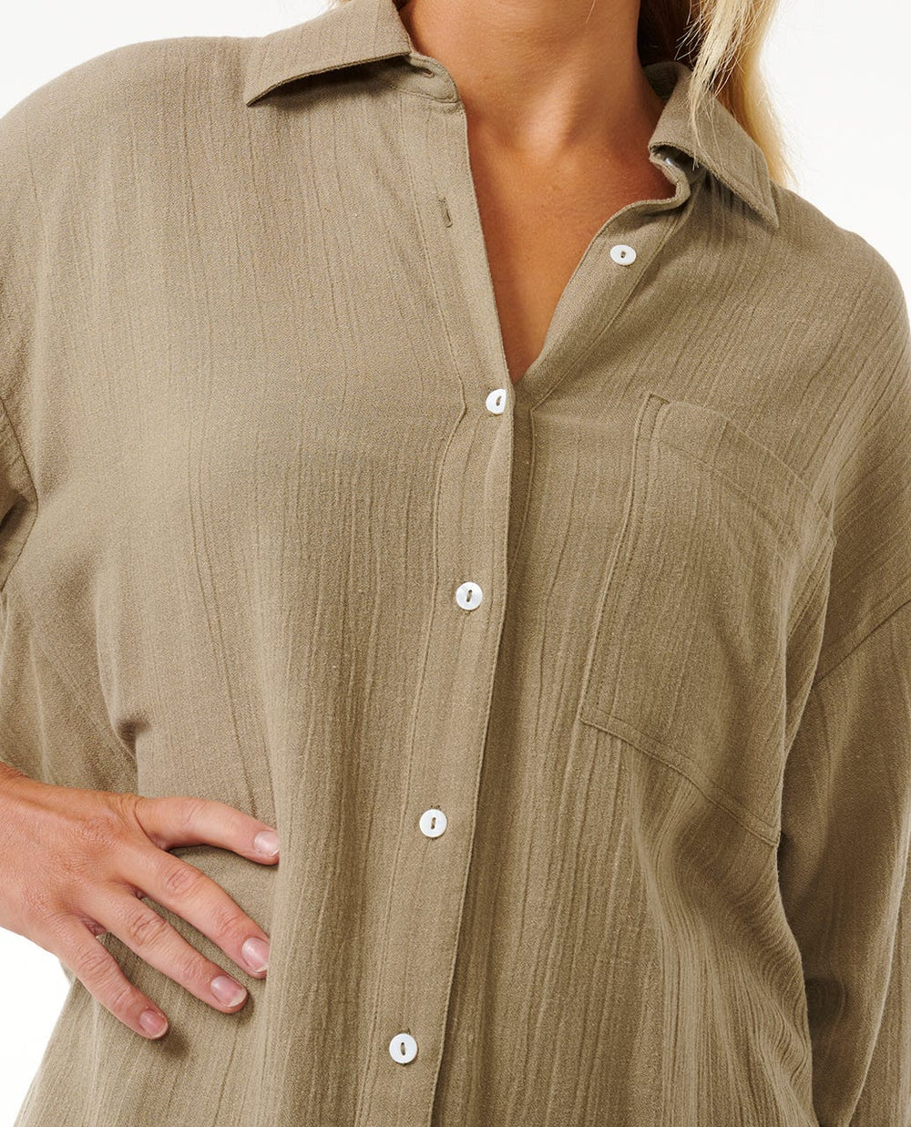 Rip Curl | Premium Linen Long Sleeve Button Through Shirt