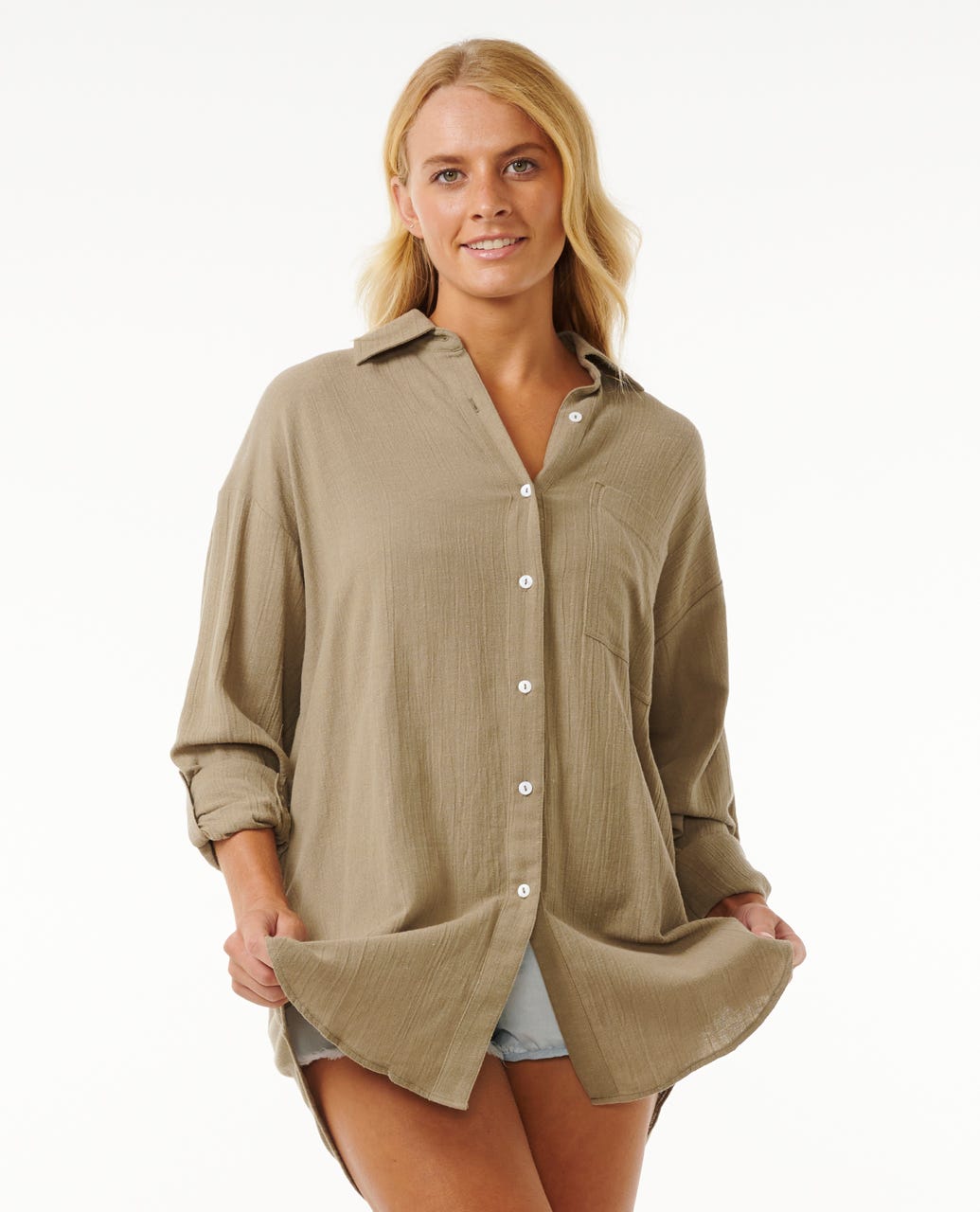 Rip Curl | Premium Linen Long Sleeve Button Through Shirt